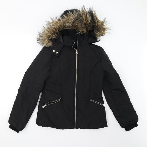 New Look 915 Girls Black   Overcoat Coat Size 12-13 Years