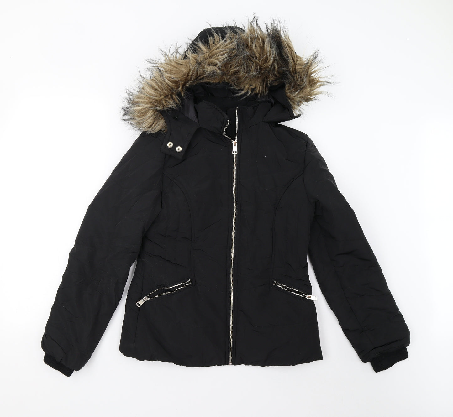 New Look 915 Girls Black   Overcoat Coat Size 12-13 Years