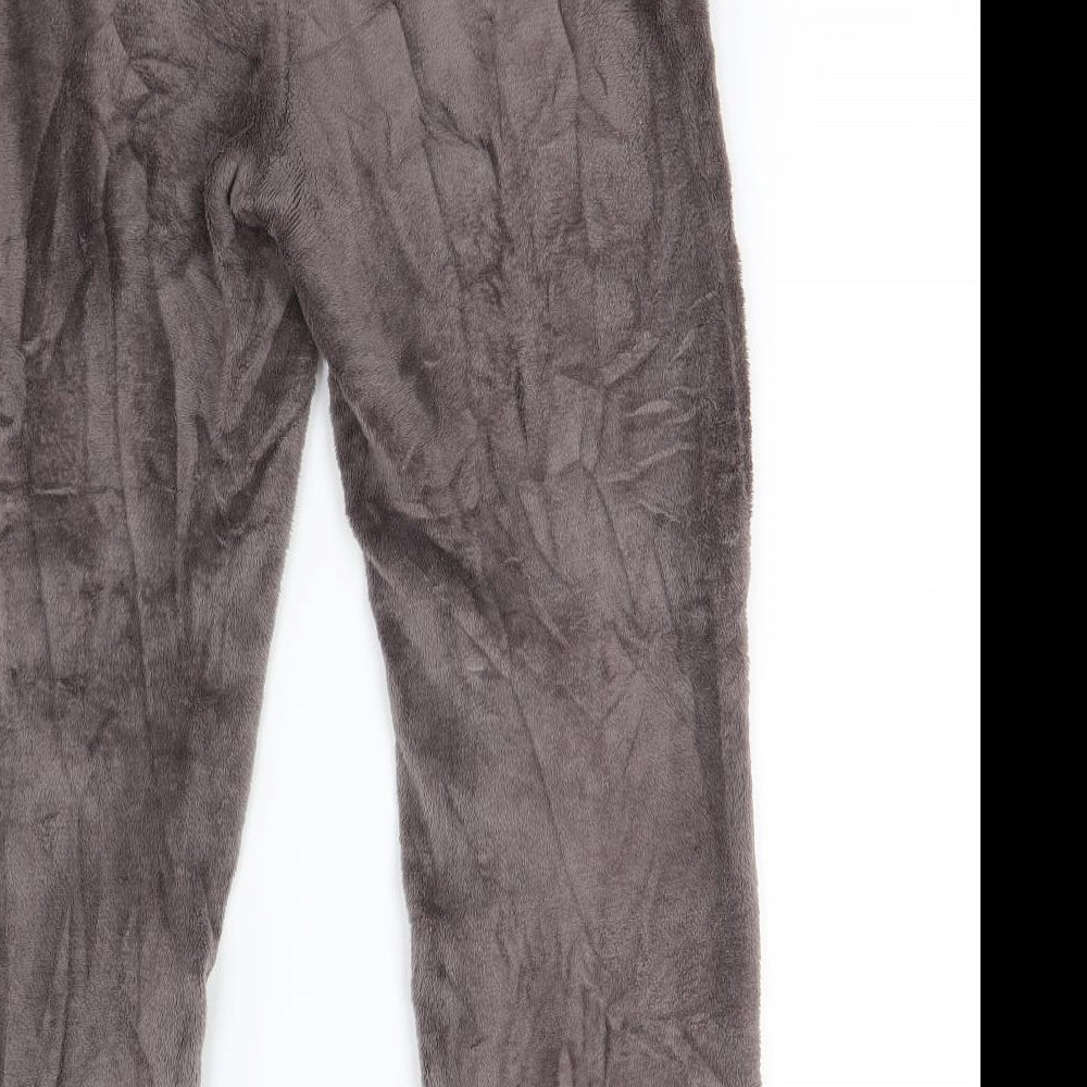 Avenue Womens Brown Solid Fleece  Pyjama Pants Size S