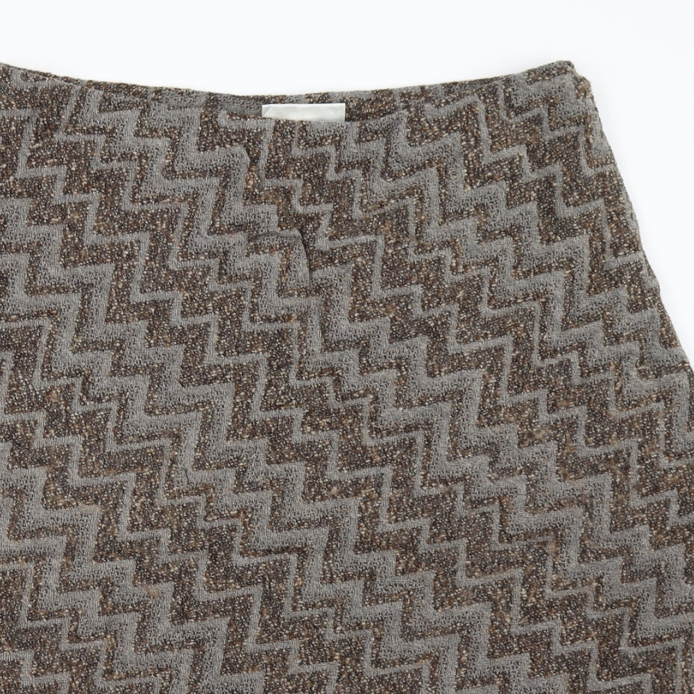 Ann Harvey Womens Brown Geometric  A-Line Skirt Size 18