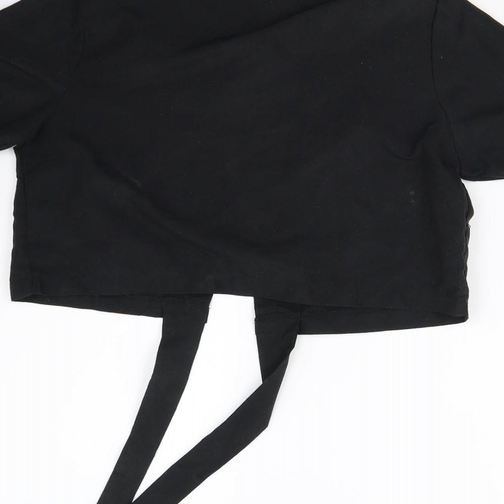 Rising Womens Black   Cropped Button-Up Size M