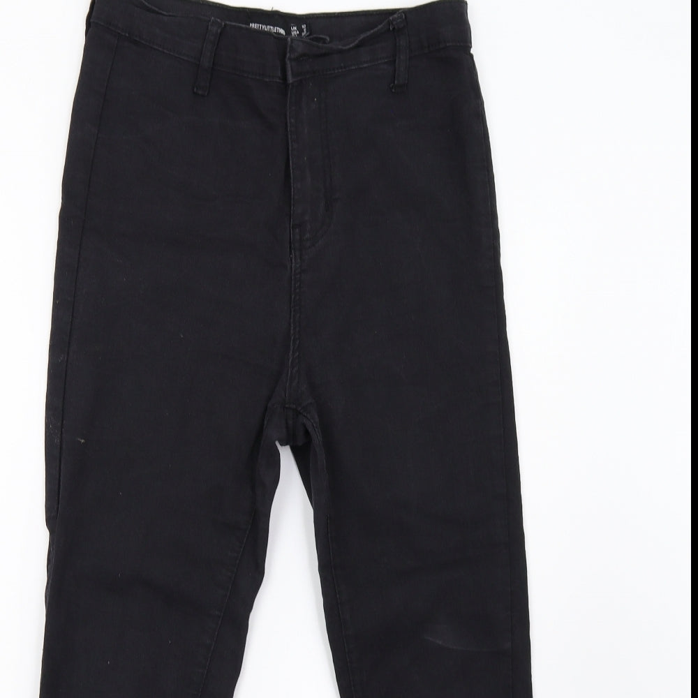 Pretty Little Thing Womens Black  Denim Skinny Jeans Size 10 L25 in