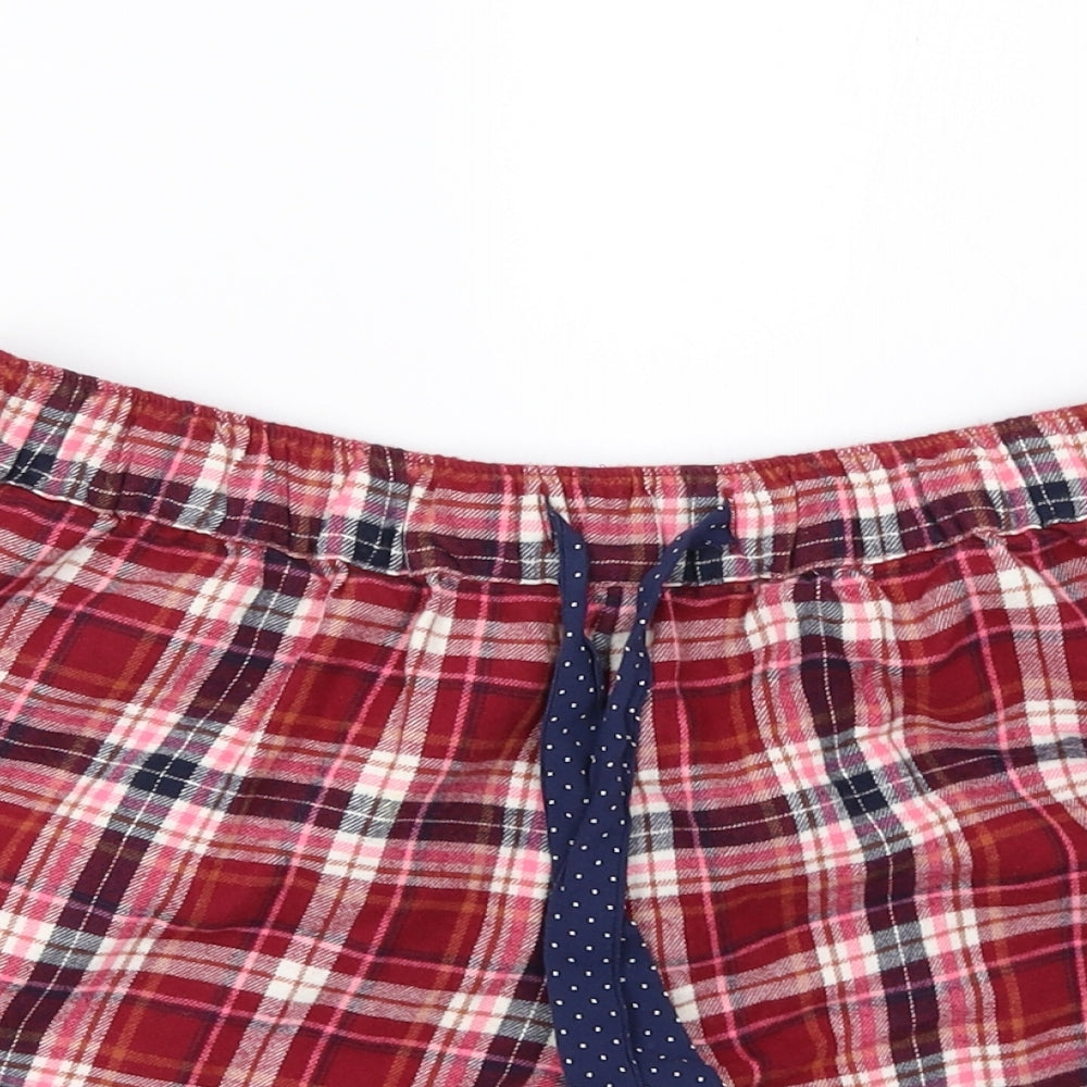 M&S Womens Red Check   Sleep Shorts Size 12