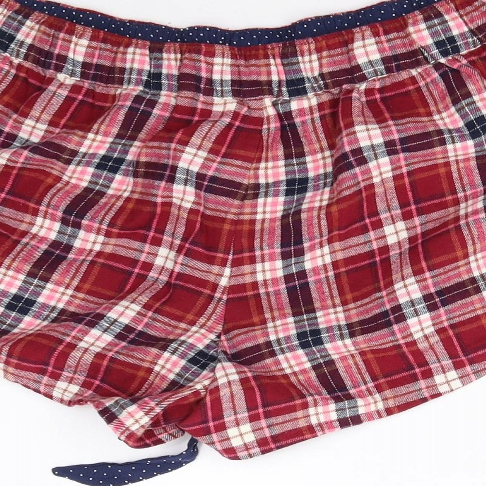 M&S Womens Red Check   Sleep Shorts Size 12