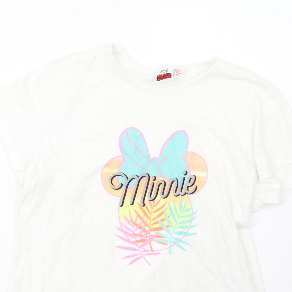 Priamrk Girls White   Basic T-Shirt Size 13-14 Years  - Disney