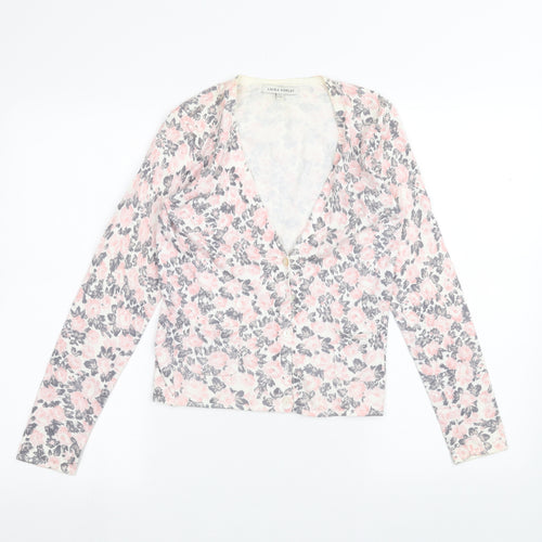 Laura Ashley Womens Pink Floral  Cardigan Jumper Size 10