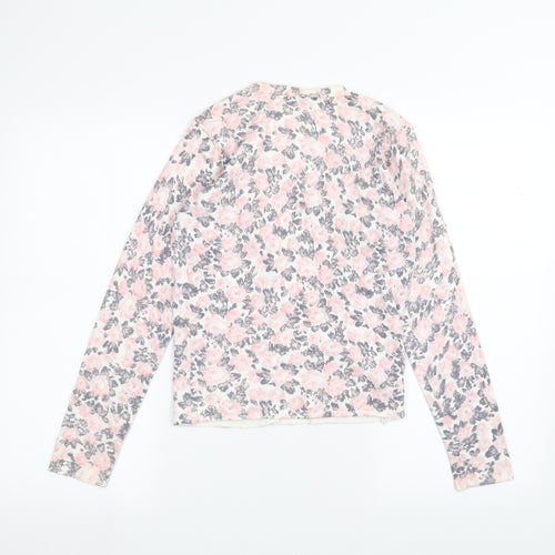 Laura Ashley Womens Pink Floral  Cardigan Jumper Size 10
