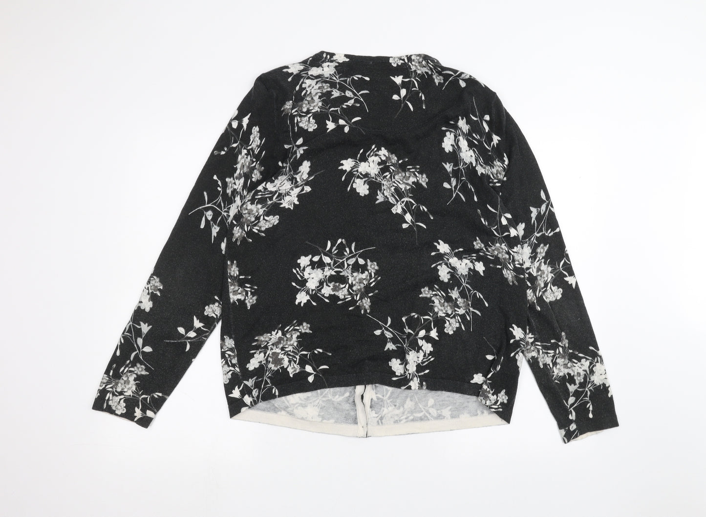 NEXT Womens Black Floral  Cardigan Jumper Size 18