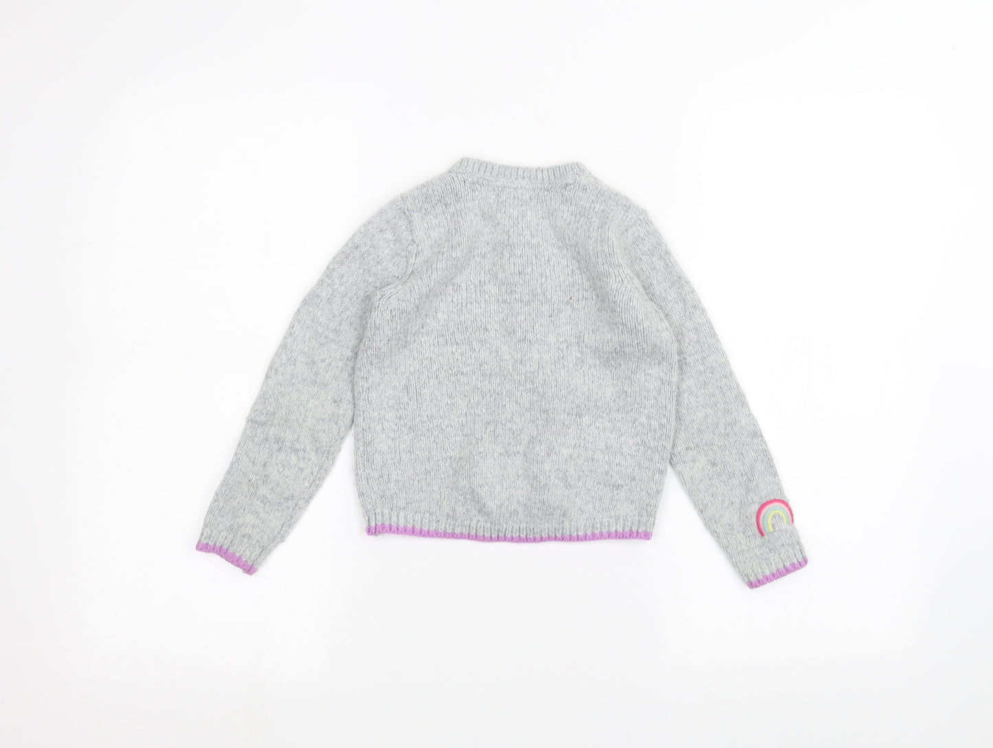 NEXT Girls Grey   Cardigan Jumper Size 4-5 Years  - unicorn