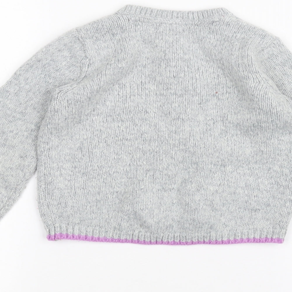 NEXT Girls Grey   Cardigan Jumper Size 4-5 Years  - unicorn