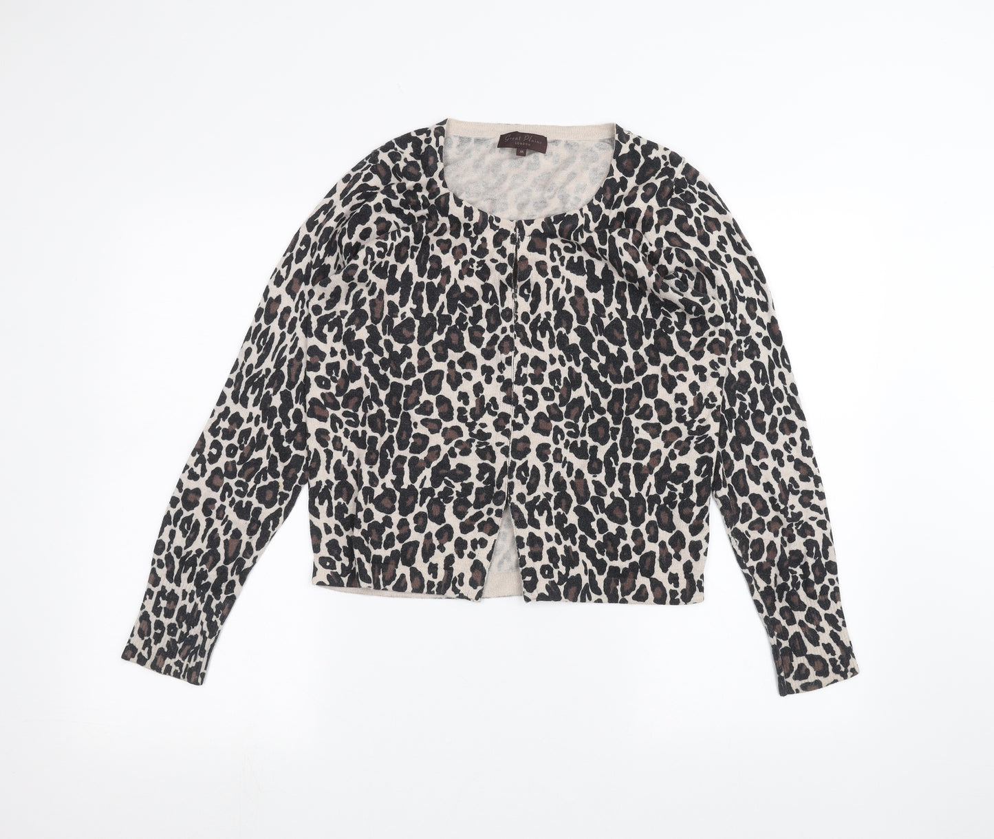 Great plains Womens Beige Animal Print  Cardigan Jumper Size M