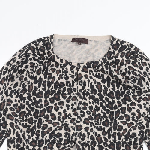 Great plains Womens Beige Animal Print  Cardigan Jumper Size M