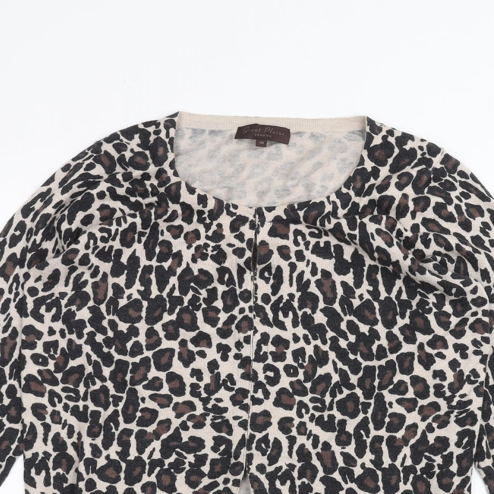 Great plains Womens Beige Animal Print  Cardigan Jumper Size M