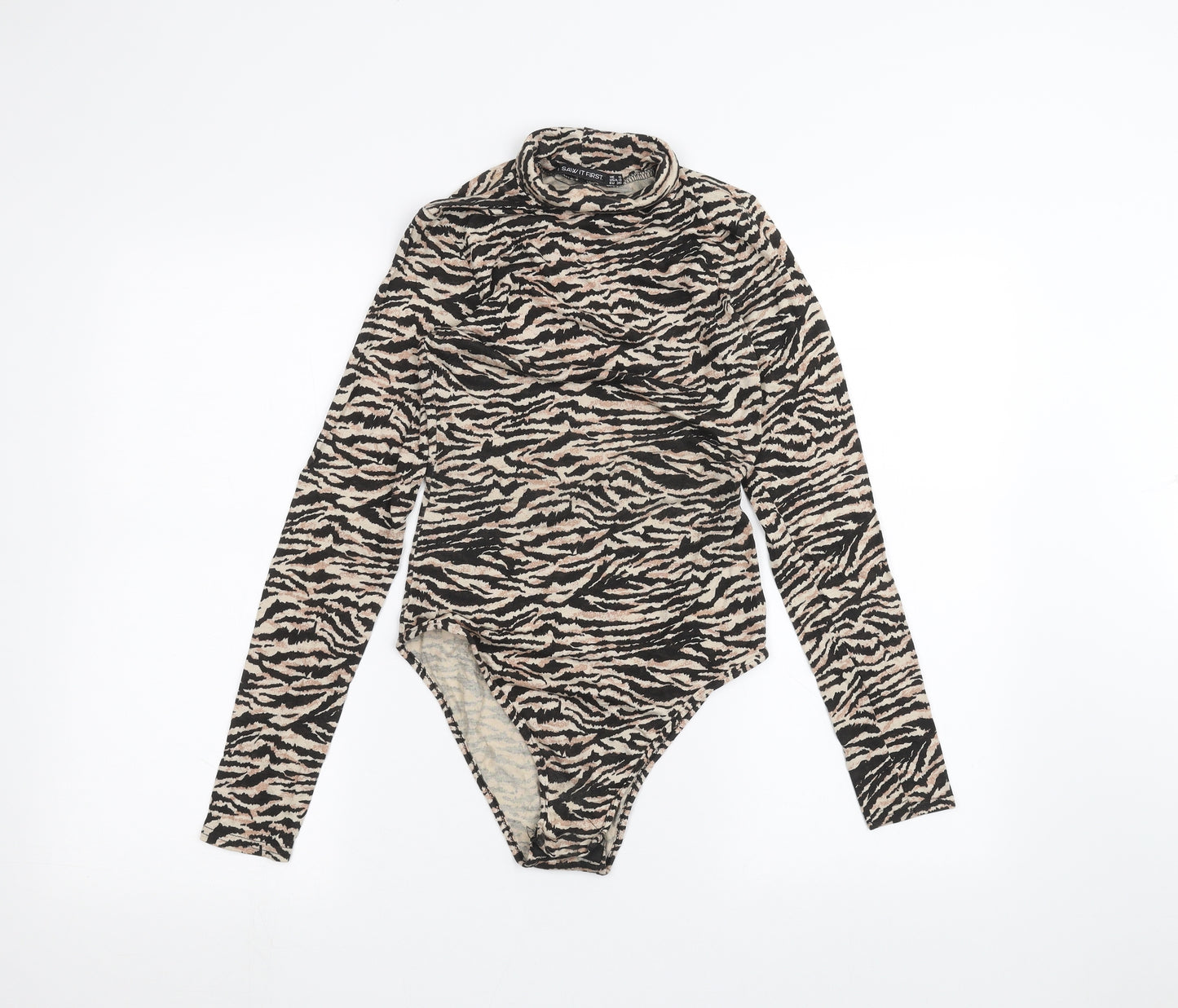 I SAW IT FIRST Womens Brown Animal Print  Bodysuit One-Piece Size 8