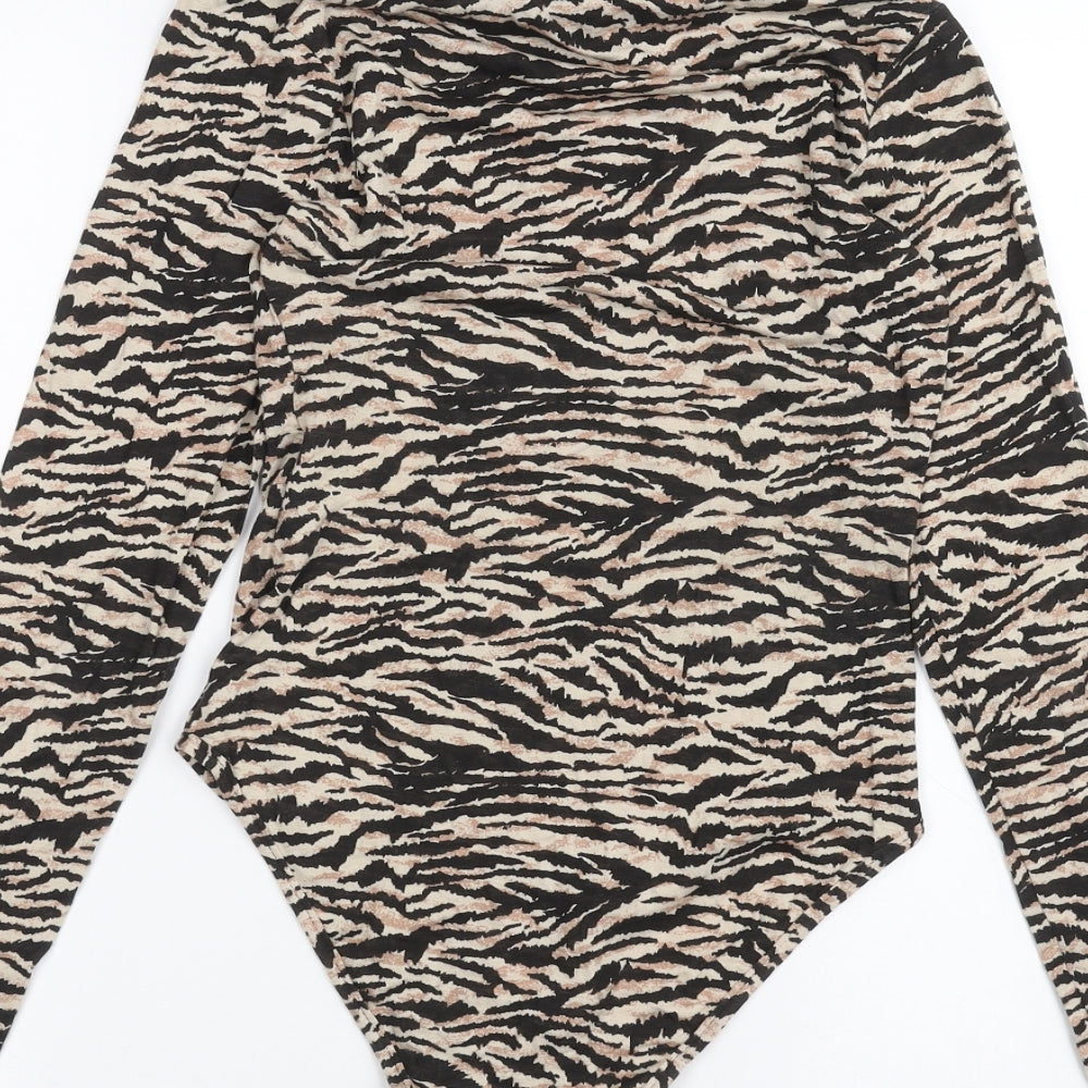 I SAW IT FIRST Womens Brown Animal Print  Bodysuit One-Piece Size 8