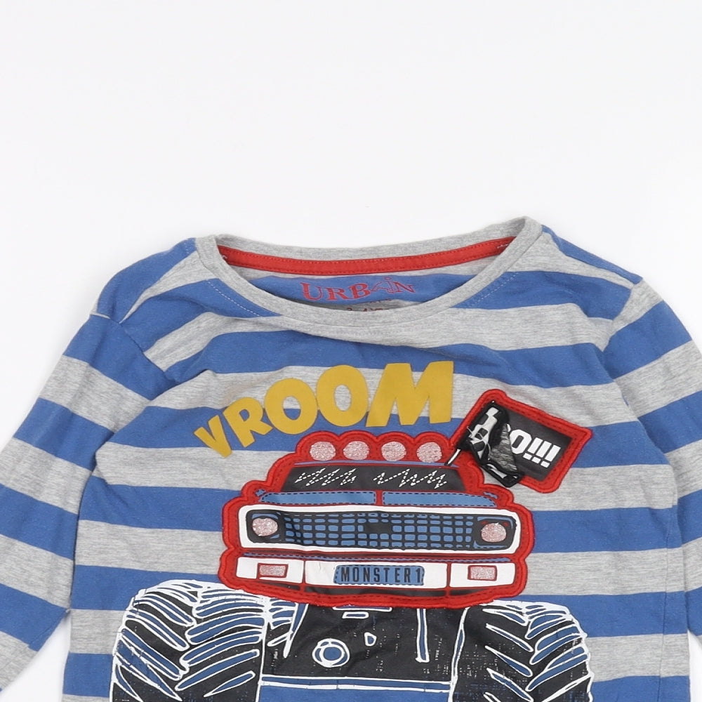 Urban Boys Grey Striped  Basic T-Shirt Size 3-4 Years