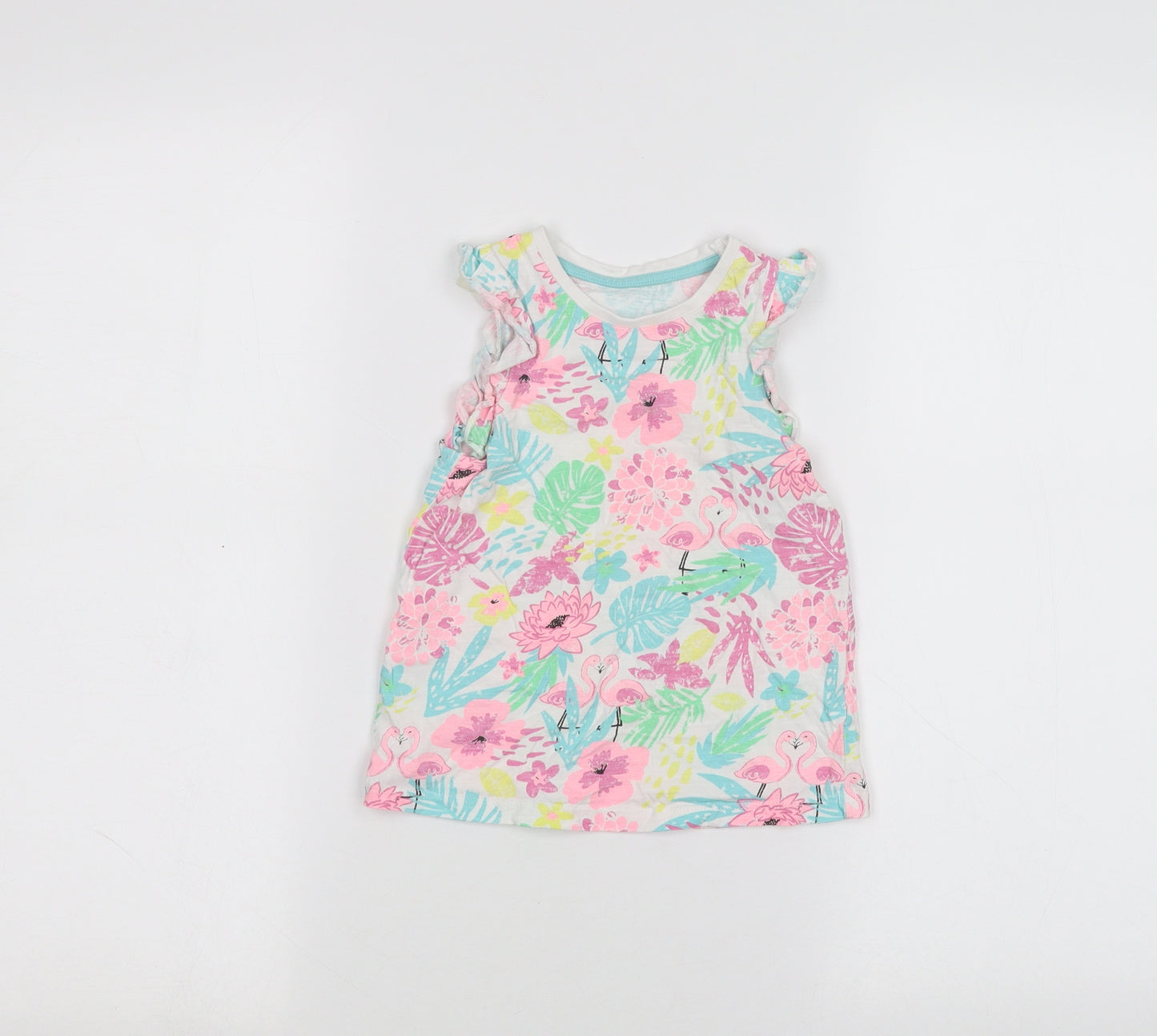 Matalan Girls White Floral  Basic T-Shirt Size 2-3 Years