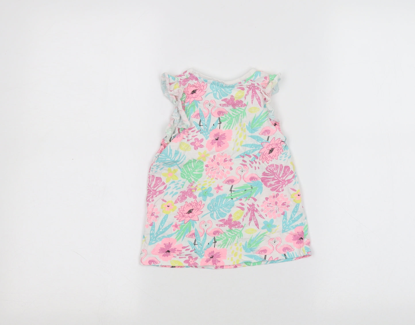 Matalan Girls White Floral  Basic T-Shirt Size 2-3 Years