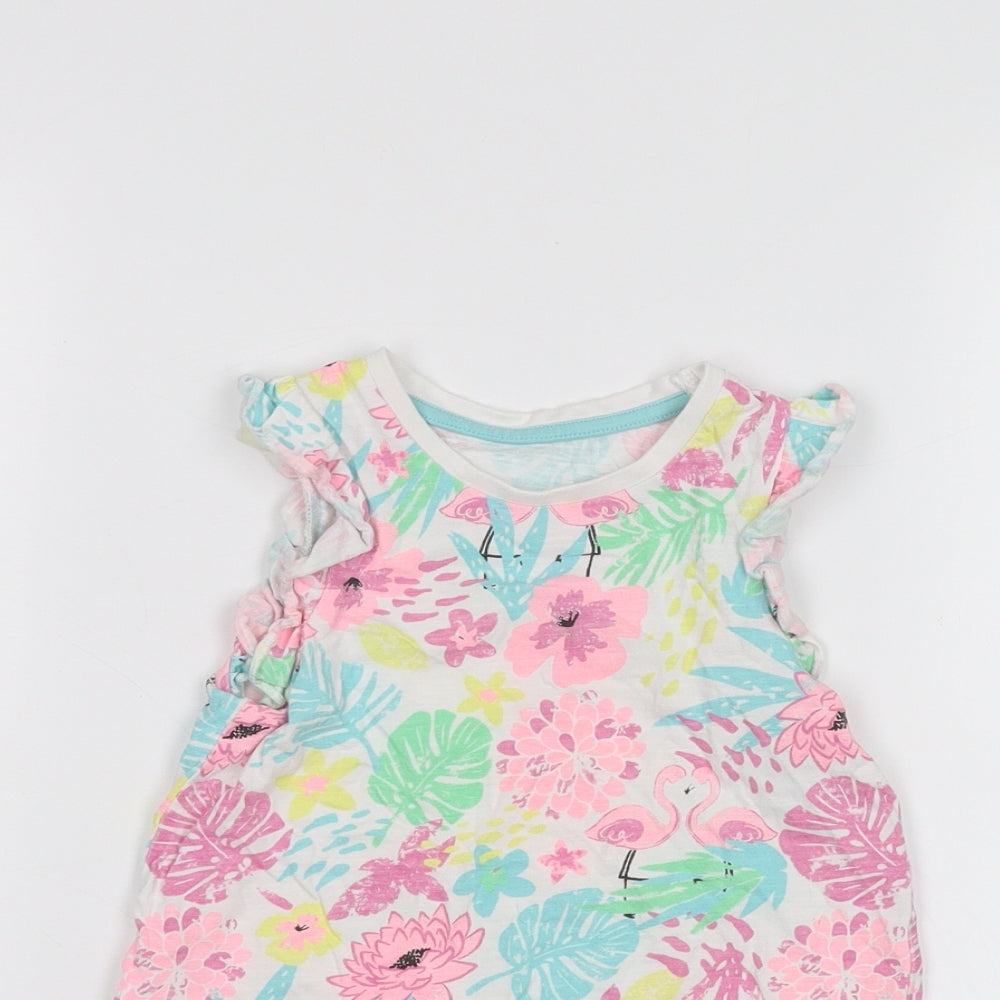 Matalan Girls White Floral  Basic T-Shirt Size 2-3 Years