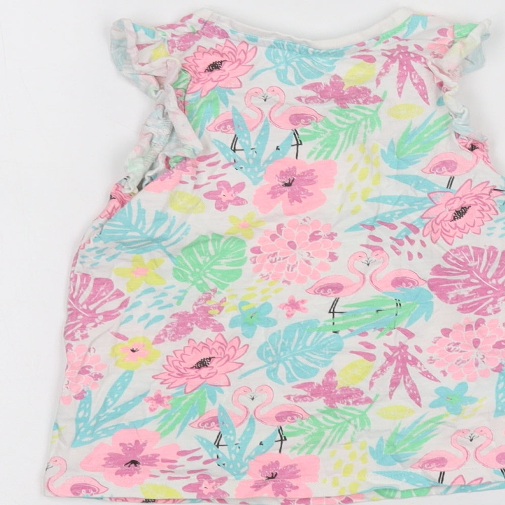 Matalan Girls White Floral  Basic T-Shirt Size 2-3 Years