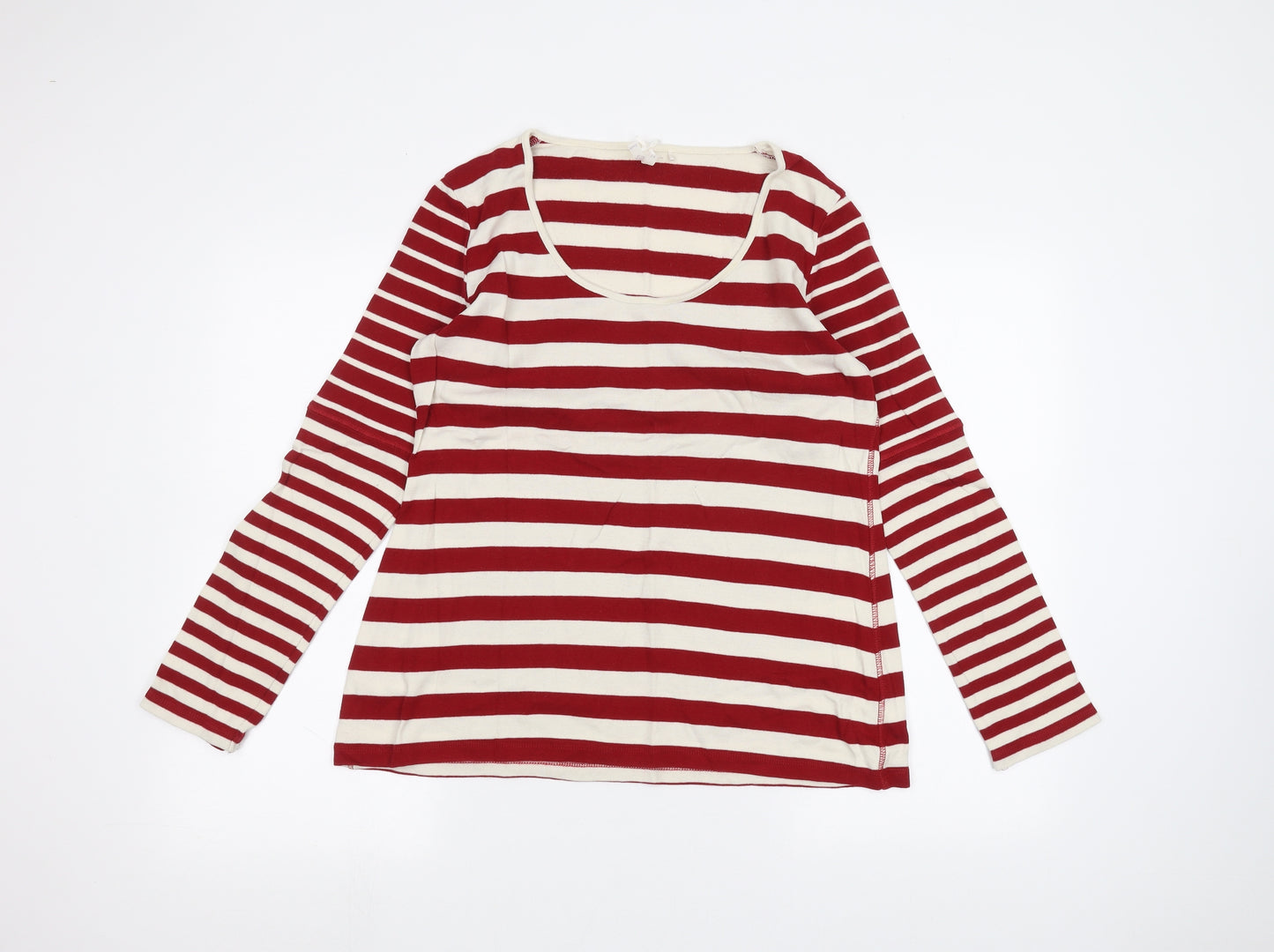 NEXT Womens White Striped  Basic T-Shirt Size 14