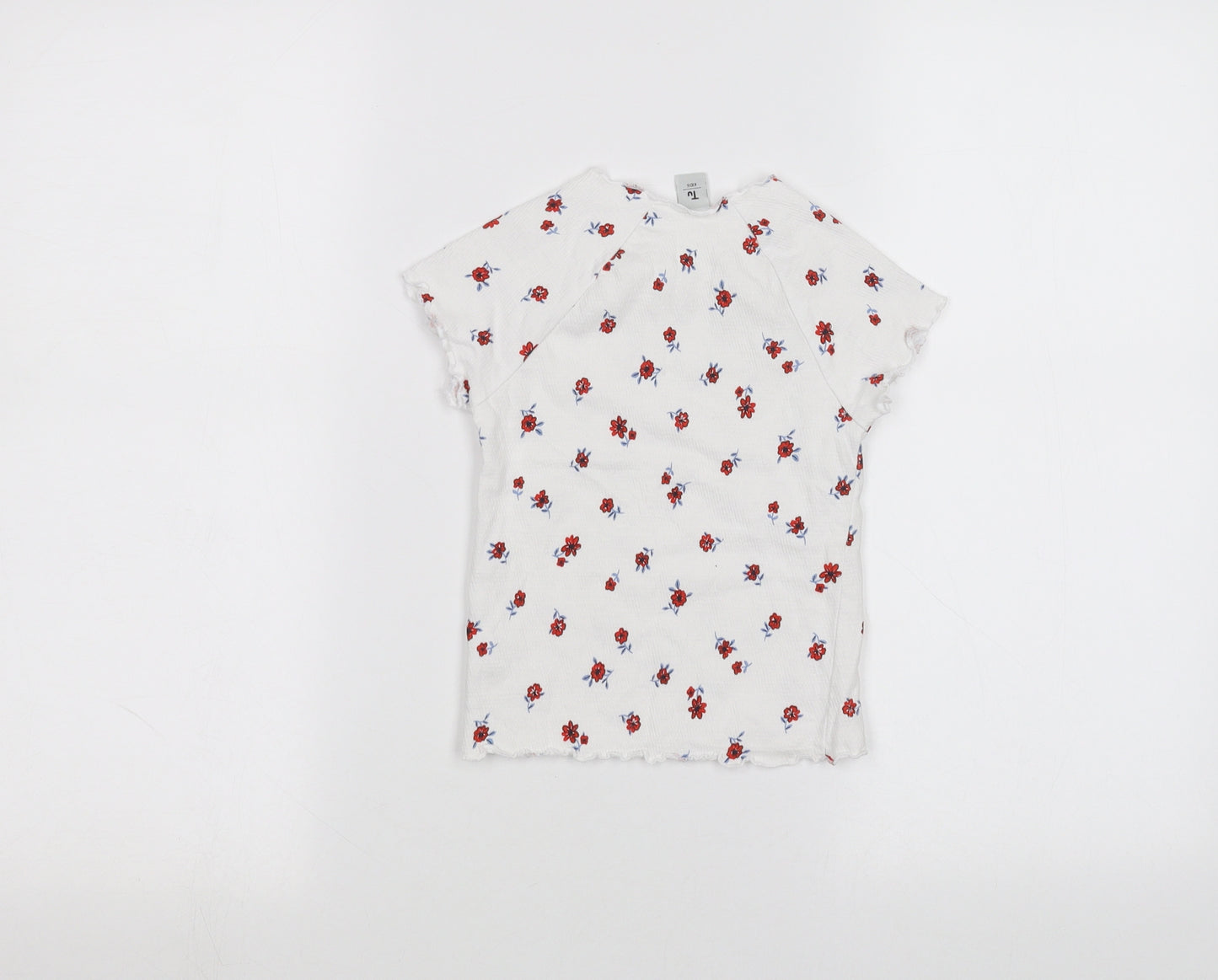 TU Girls White Floral  Basic T-Shirt Size 4 Years