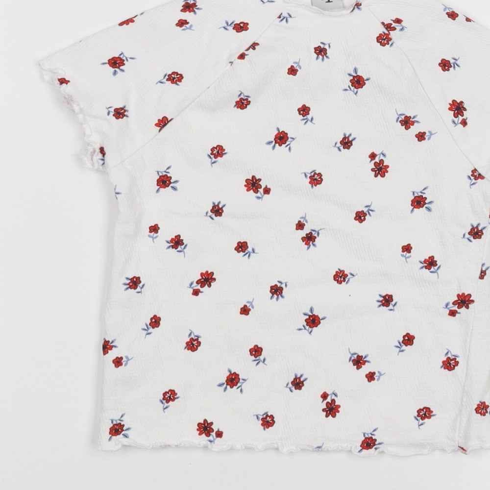 TU Girls White Floral  Basic T-Shirt Size 4 Years