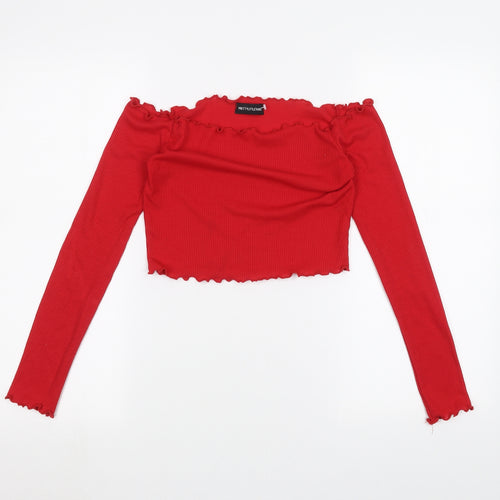 PRETTYLITTLETHING Womens Red   Basic T-Shirt Size 8