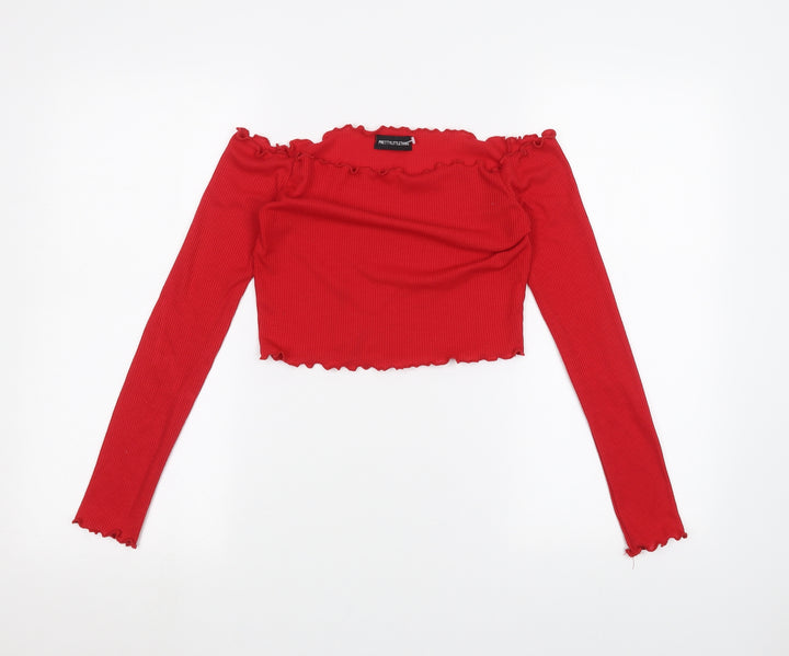 PRETTYLITTLETHING Womens Red Basic T-Shirt Size 8