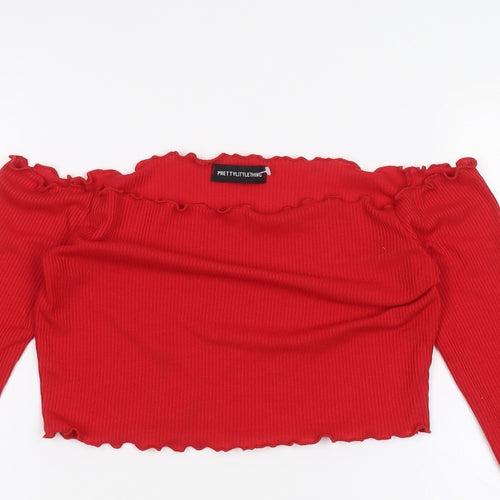 PRETTYLITTLETHING Womens Red   Basic T-Shirt Size 8