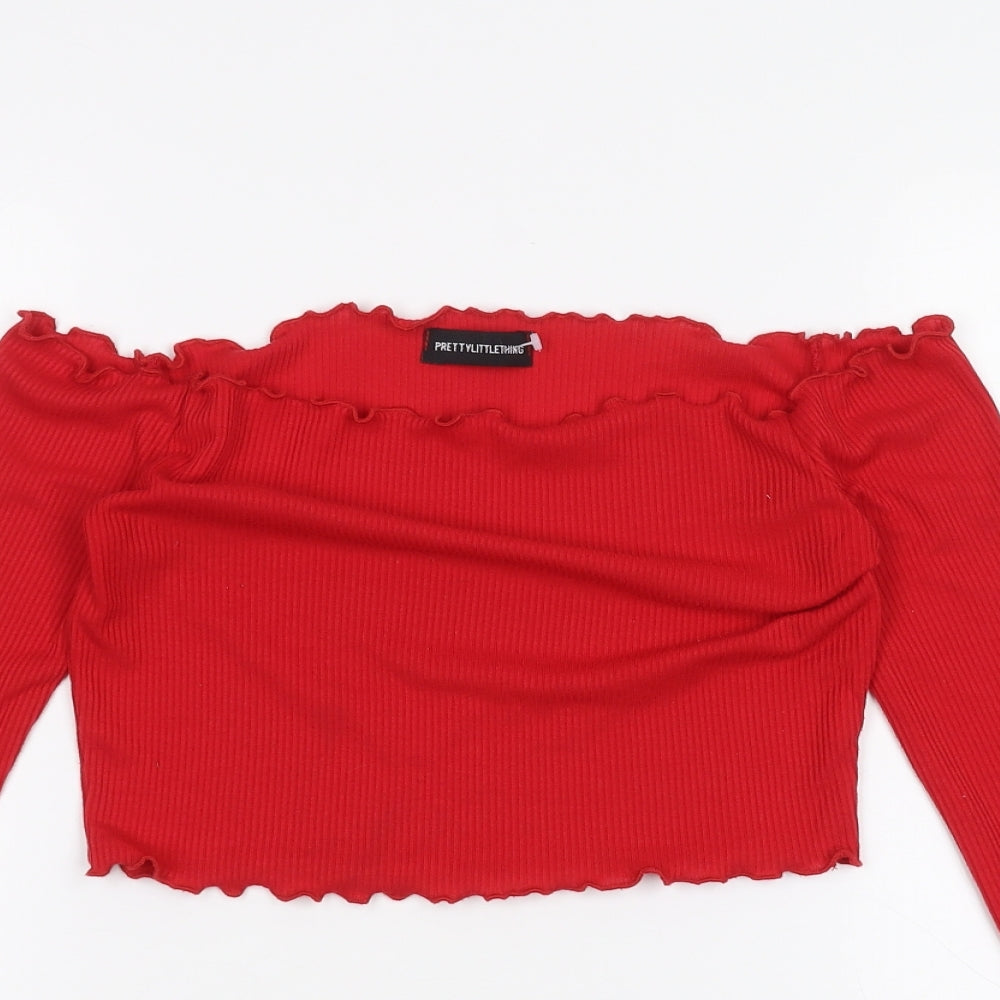 PRETTYLITTLETHING Womens Red   Basic T-Shirt Size 8