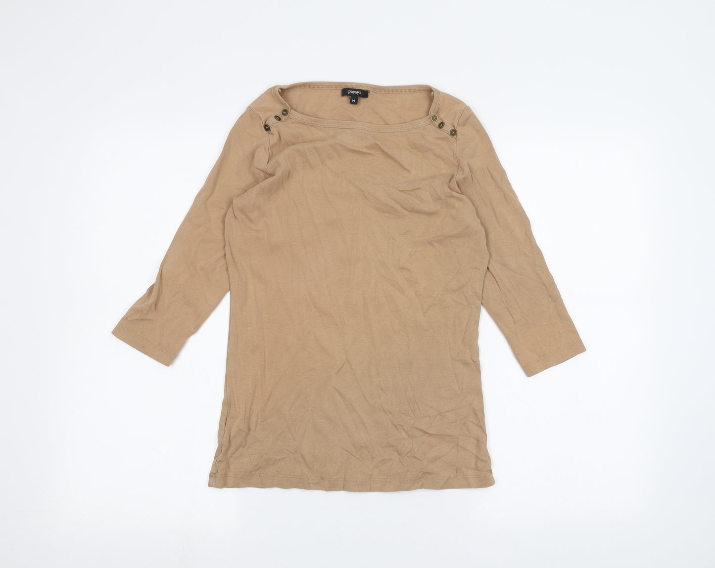 Papaya Womens Beige   Basic T-Shirt Size 14