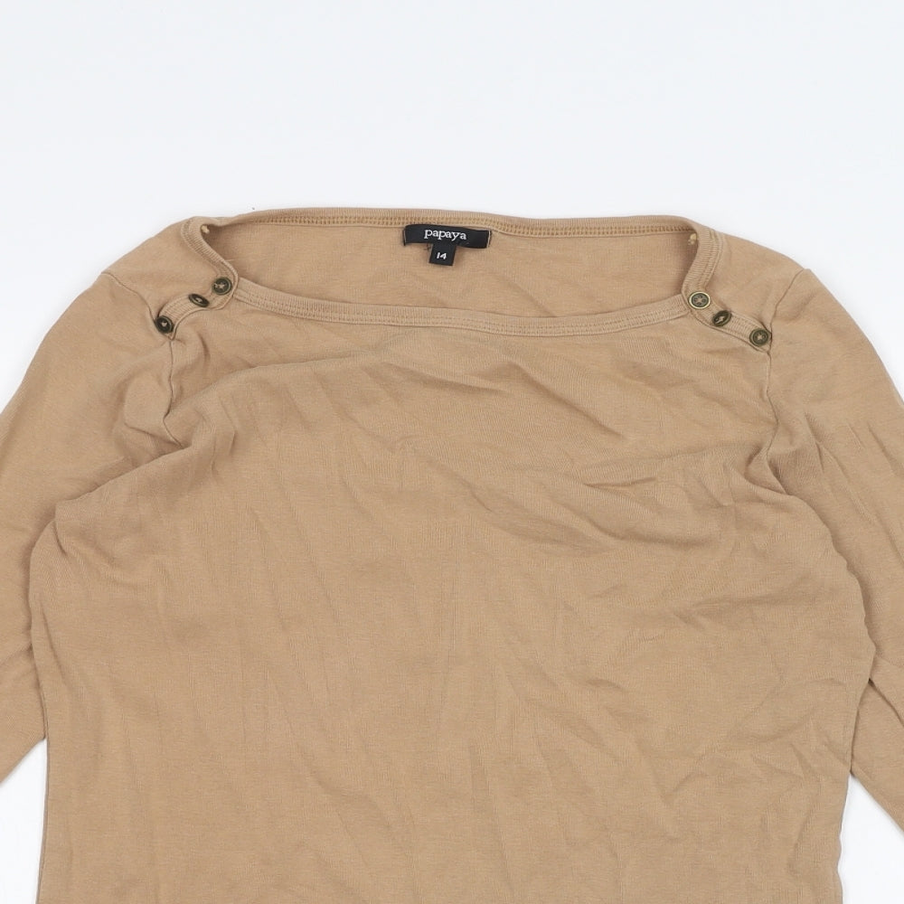 Papaya Womens Beige   Basic T-Shirt Size 14