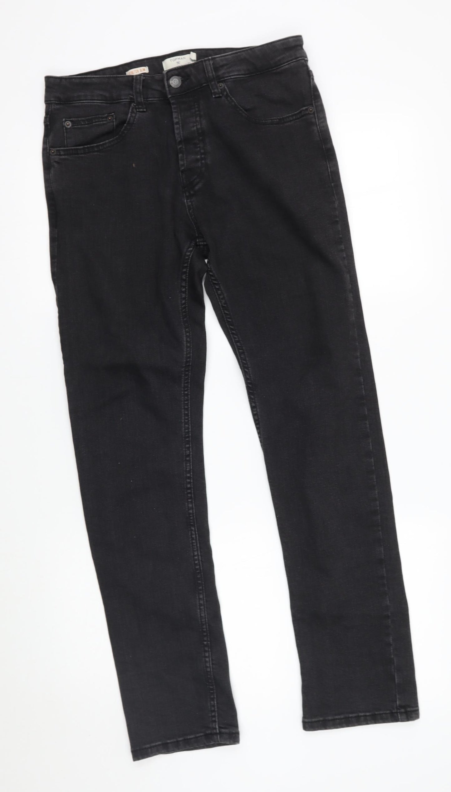 Topman Mens Black   Straight Jeans Size 30 L29 in