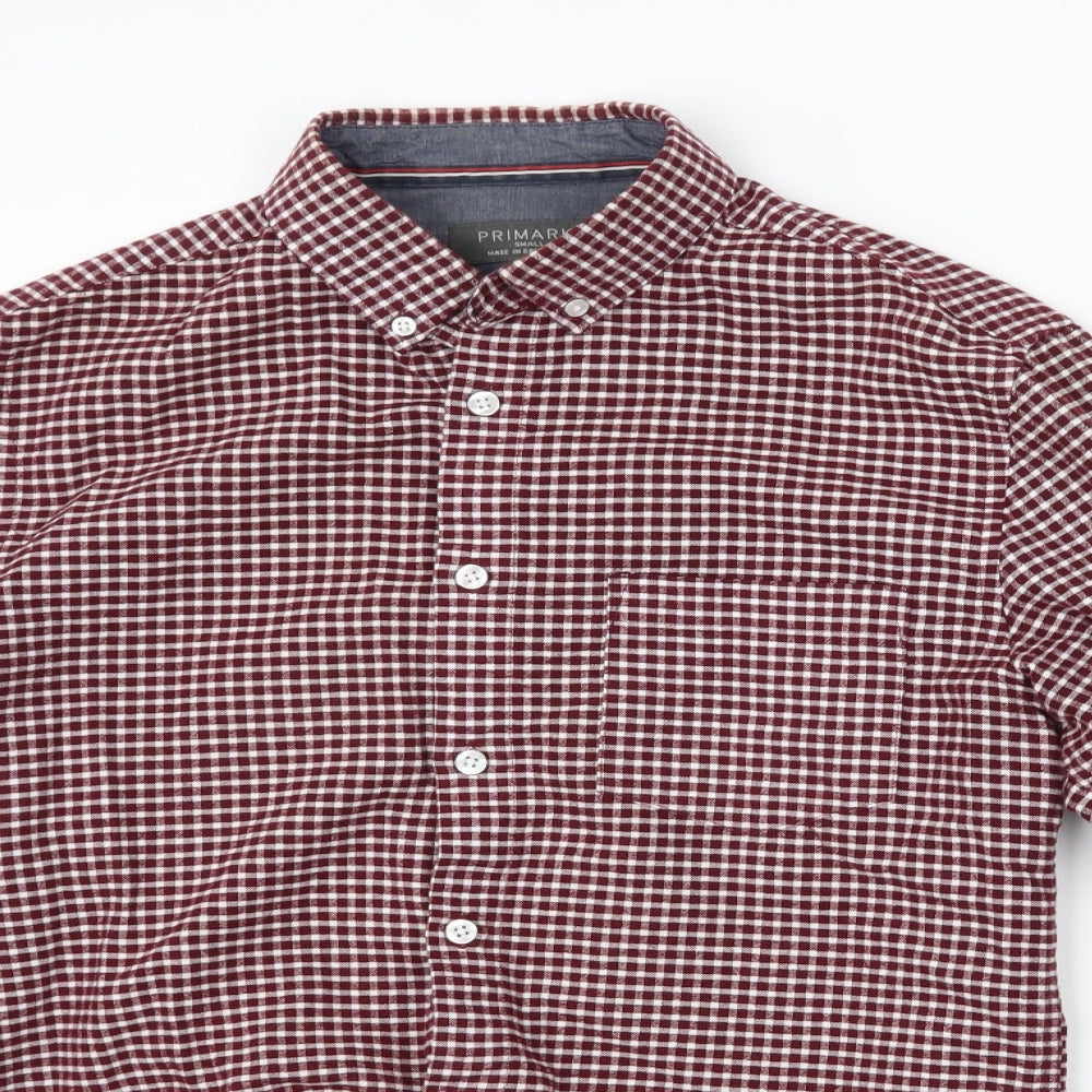 Primark Mens Red Plaid   Button-Up Size S