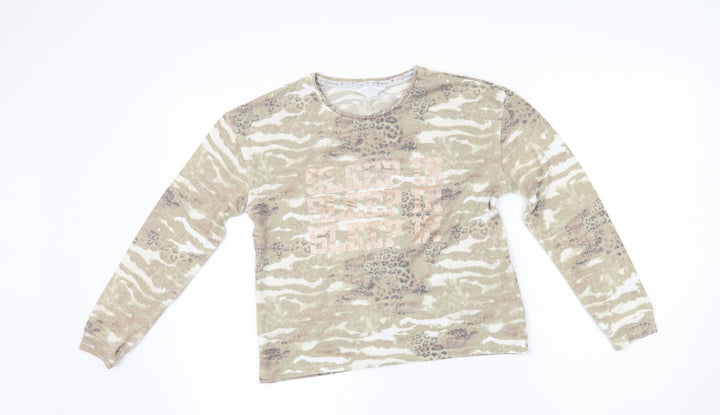 River Island Girls Green Camouflage Pyjama Top Size 11-12 Years