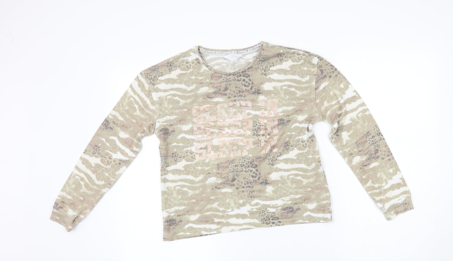 River Island Girls Green Camouflage   Pyjama Top Size 11-12 Years
