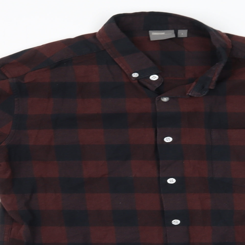 ASOS Mens Brown Plaid   Button-Up Size L