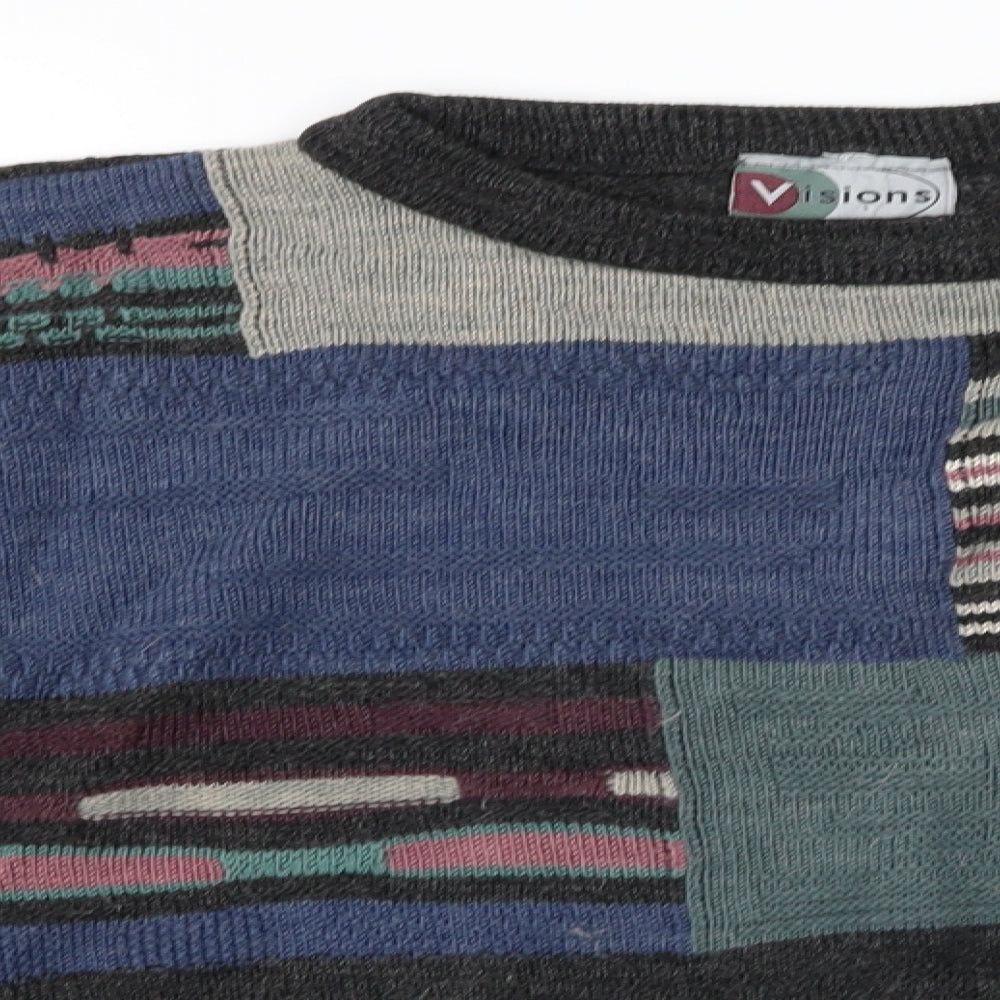 visions Mens Grey   Pullover Jumper Size M