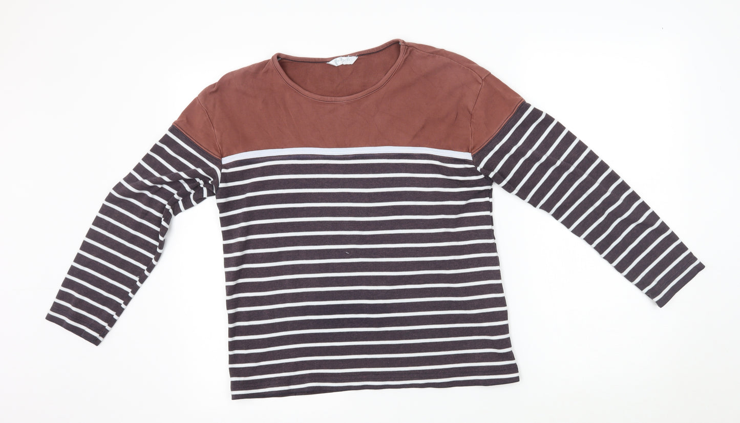bay 6 Womens Brown Striped  Pullover Jumper Size 12