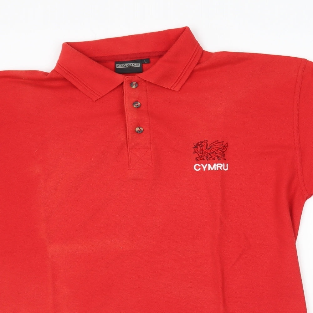 harvey james Mens Red    Polo Size L  - wales