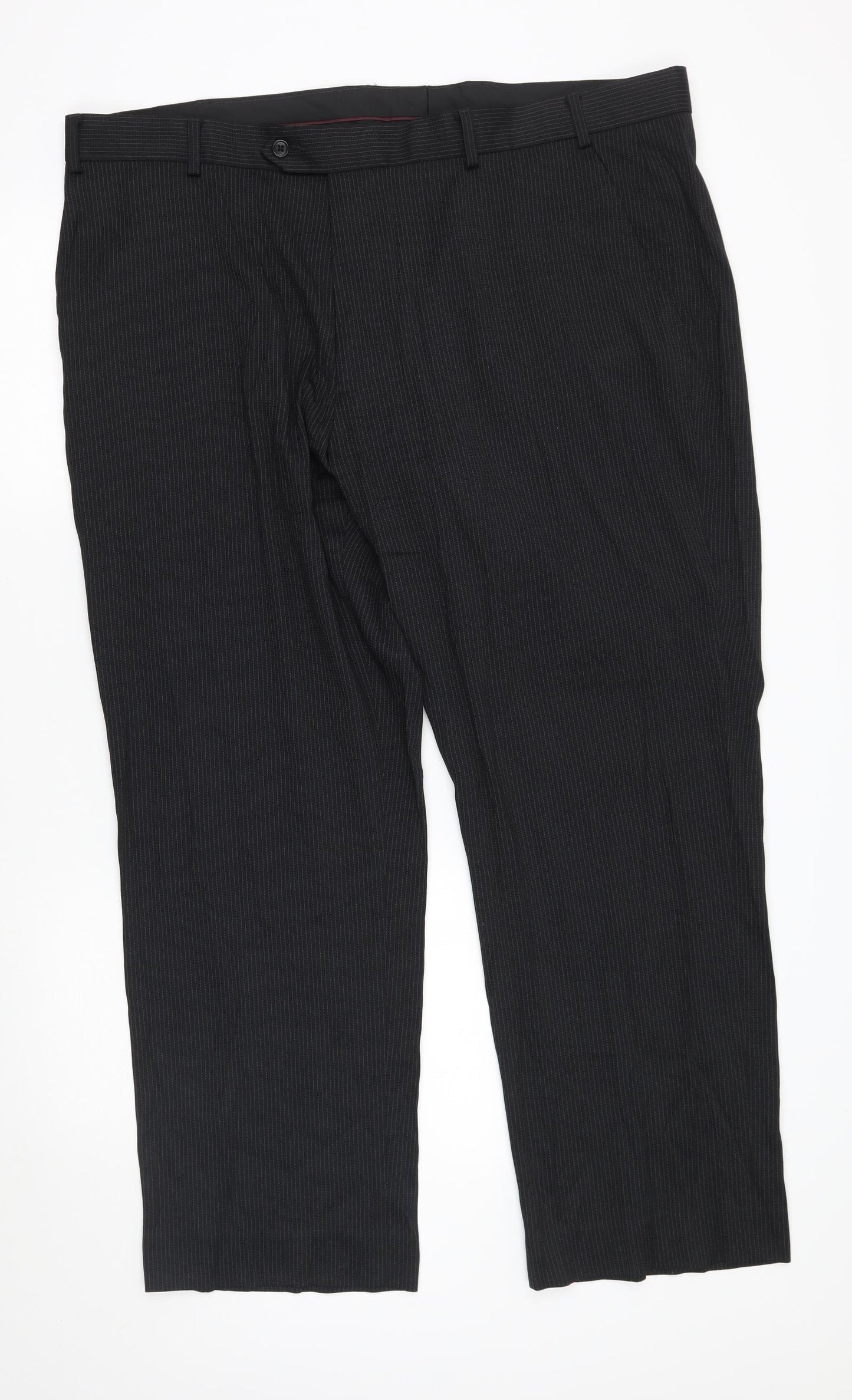 F&F Mens Black Striped   Suit Trousers Size 42 L29 in