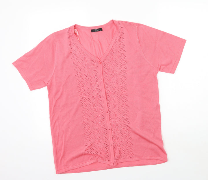 BM Womens Pink Cardigan Jumper Size M