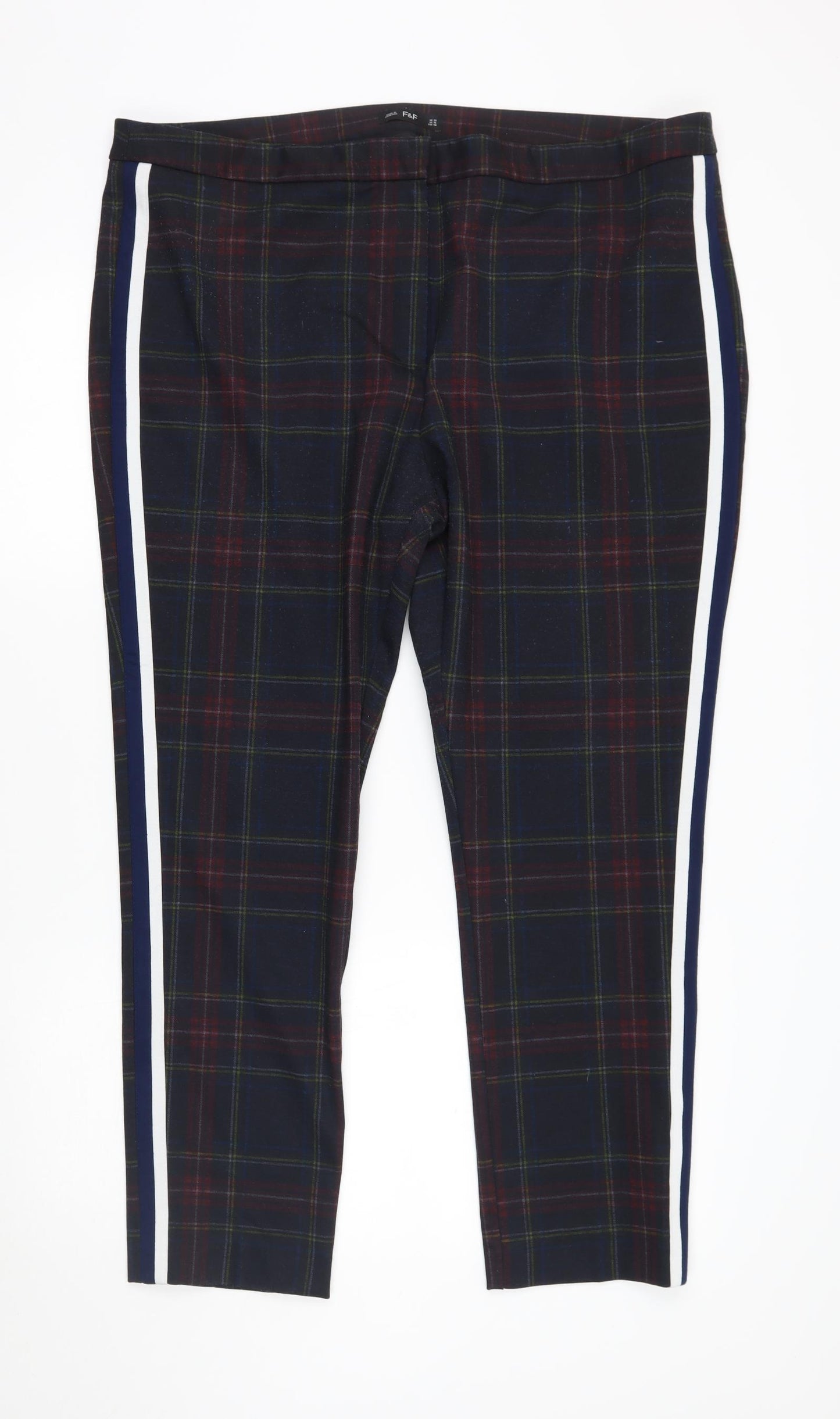 F&F Womens Black Plaid  Trousers  Size 20 L27 in - stripe