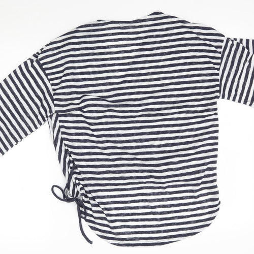 COIN 1804 Womens White Striped  Basic Blouse Size M