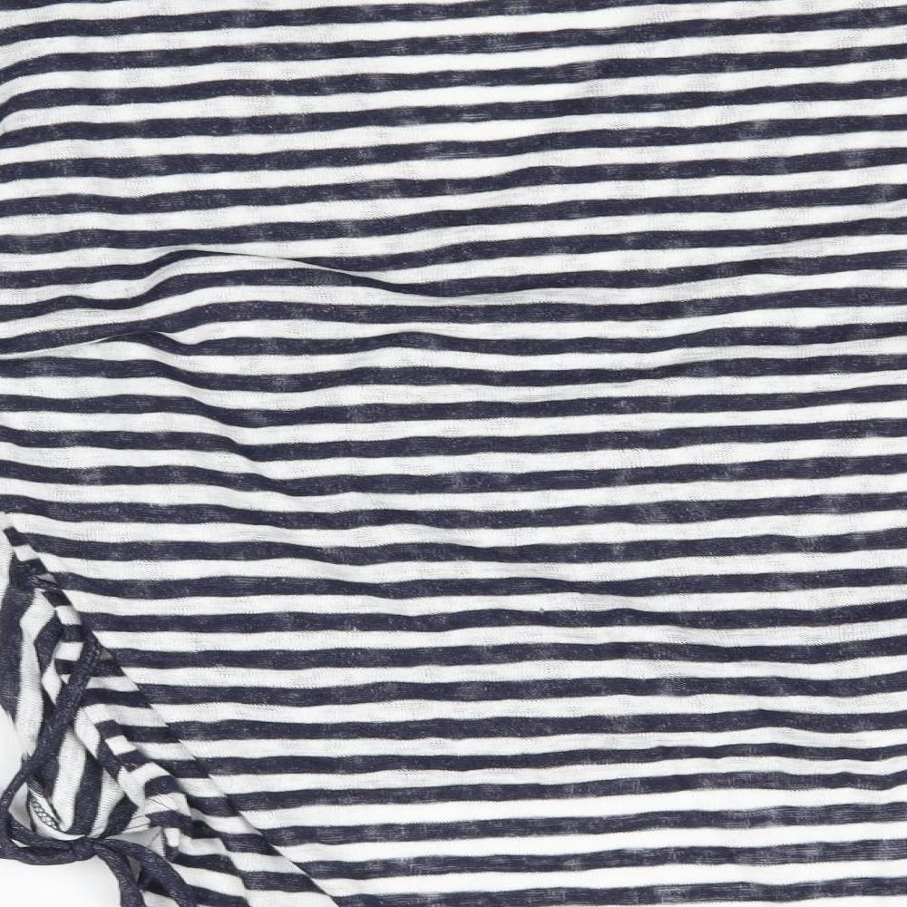 COIN 1804 Womens White Striped  Basic Blouse Size M