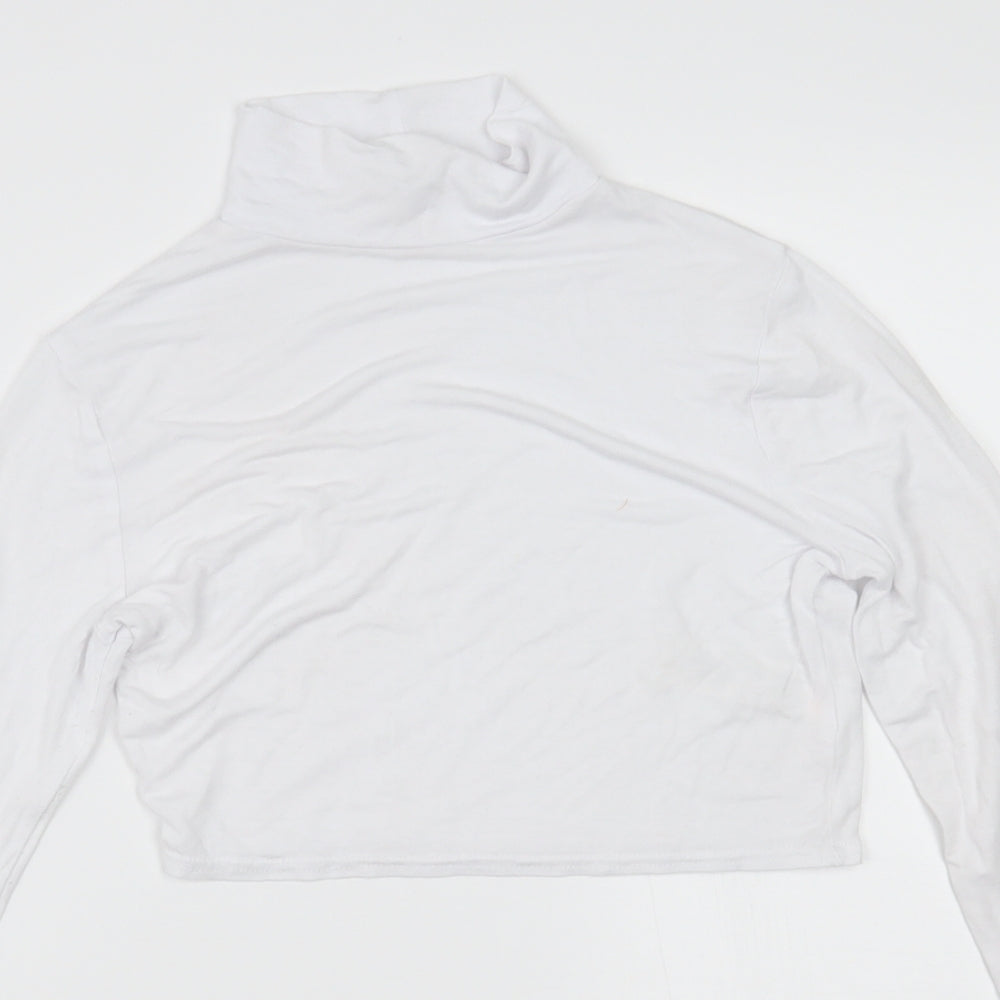 Boohoo Womens White   Basic T-Shirt Size 8  - cropped