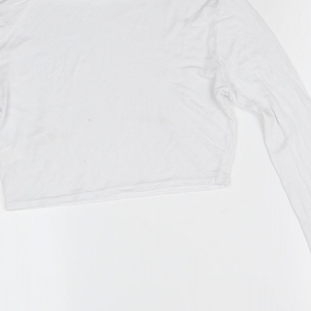 Boohoo Womens White   Basic T-Shirt Size 8  - cropped