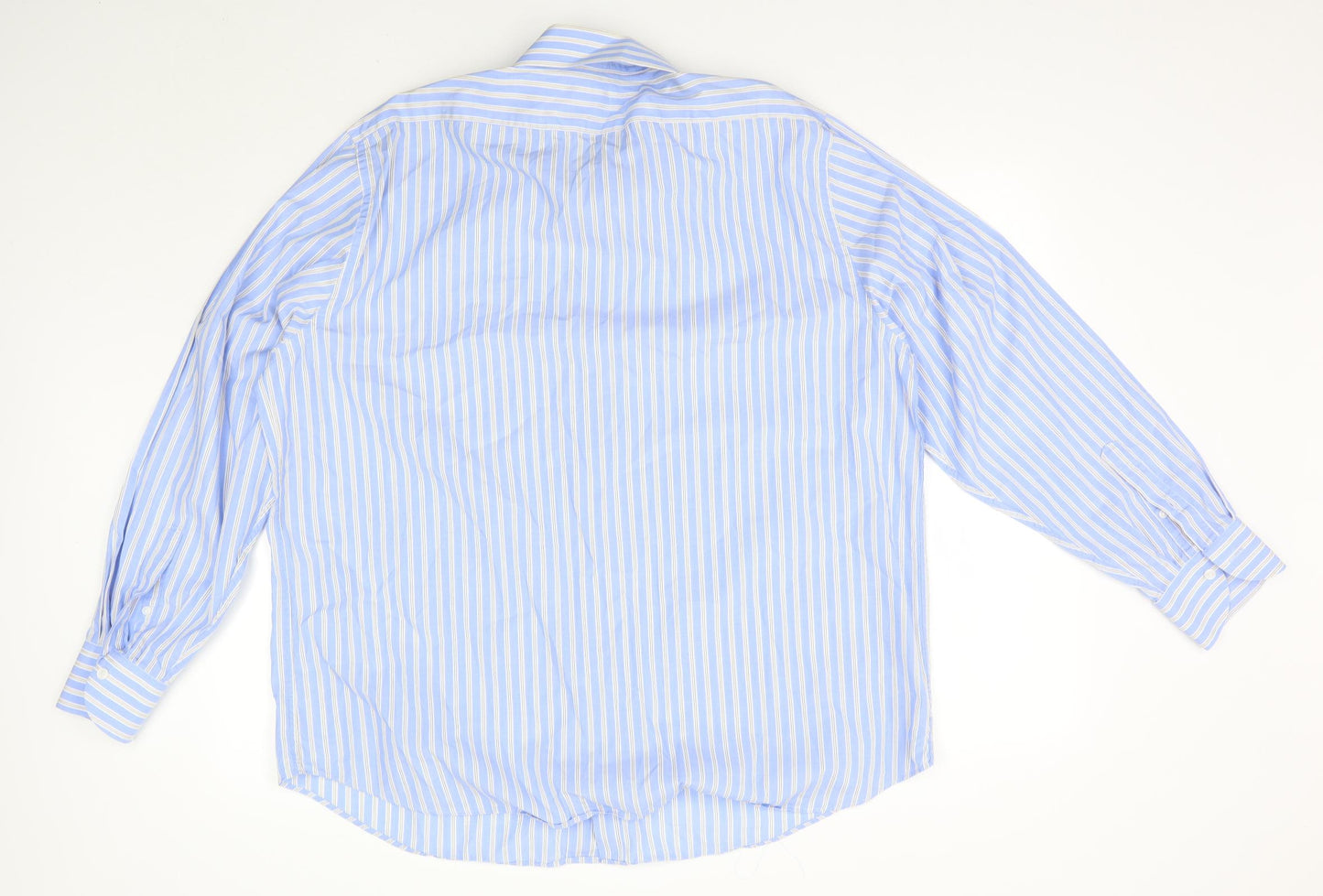 M&S Mens Blue Striped   Dress Shirt Size 17