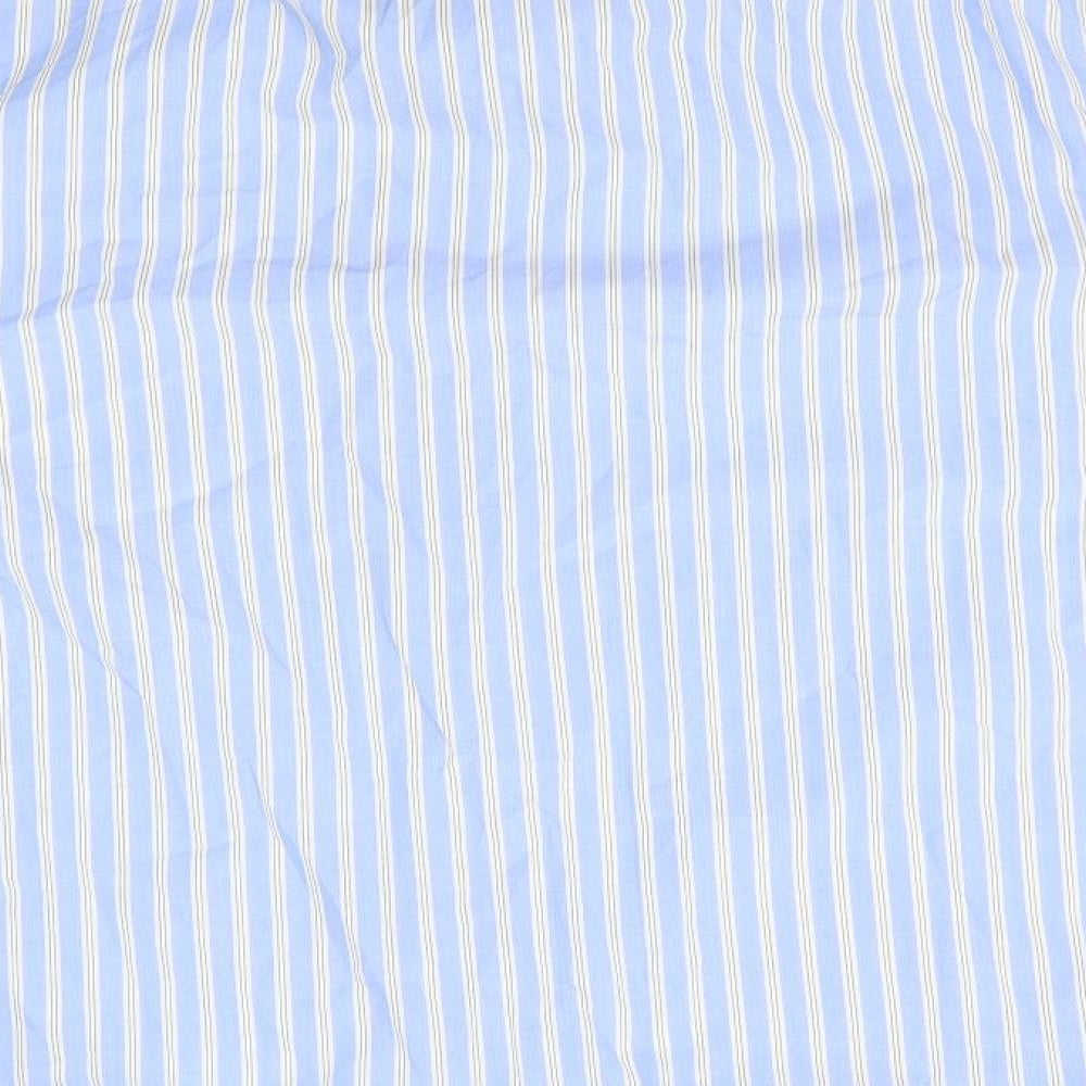 M&S Mens Blue Striped   Dress Shirt Size 17
